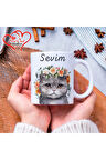 Kişiye Özel İsimli ve Kedi Temalı Kupa Bardak - Size Özel Hediye