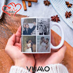 Kişiye Özel İsimli 8 Fotoğraflı Kolaj Kupa Bardak, İsme Özel Kişiselleştirilmiş Hediye Kupa Bardağı