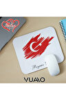 Kişiye Özel İsimli ve Türk Bayraklı Mouse Pad 21x17 cm, Kaymaz Taban - Baskılı Mousepad