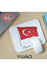 Kişiye Özel İsimli ve Türk Bayraklı Mouse Pad 21x17 cm, Kaymaz Taban - Baskılı Mousepad