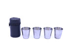 4 Adet Paslanmaz Çelik Shot Bardağı ve Taşıma Çantası Seti