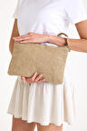 Premium Kadın Hasır Jüt Astarlı Fermuarlı Clutch El Çantası Portföy