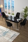 Zen Serisi 80x132 Mdf Açılabilir Siyah Mermer Desen Masa Takımı Ve 4 Siyah Sandalye