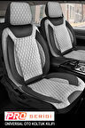 Ford Connect UYUMLU TAM SET PRO Lüks Oto Koltuk Kılıfı Deri ve Kabartmalı ÖZEL KUMAŞ GRİ