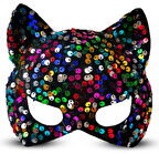 Siyah Kadife Payetli Parti Maskesi