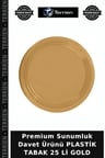 Premium Sunumluk Davet Ürünü PLASTİK TABAK 25 Lİ GOLD