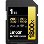 LEXAR 1TB LSD1800001T-BNNNG SD PROFESSIONAL 1800X SDXC UHS-II CARDS UP TO 280MB/S READ 210MB/S WRITE C10 V60 U3