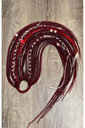 15 Uçlu Rasta Mix Afrika Örgülü Toka 50 Cm - Kızıl & Koyu Kızıl