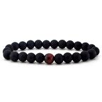 SİYAH MAT ONİKS KAPLAN GÖZÜ ORJİNAL DOĞAL TAŞ ERKEK BİLEKLİK B1856