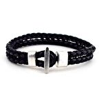 Solfera SİYAH ÖRGÜ DERİ ERKEK BİLEKLİK BT083