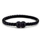 MIKNATISLI SİYAH ÖZEL DERİ ERKEK BİLEKLİK BT167