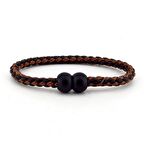 MIKNATISLI KAHVE SİYAH DERİ ERKEK BİLEKLİK BT168