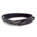 Antrasit Metal Kancalı Siyah Deri Dört Sıra Sarma Erkek Bileklik Bt317
