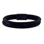 SİYAH RENK İP DOKUMA SİYAH MIKNATISLI ERKEK BİLEKLİK BT428