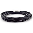 ÇİFT SIRA SARMA SİYAH RENK ORJİNAL DERİ ERKEK BİLEKLİK BT502