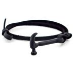 SİYAH METAL ÇEKİÇ GERÇEK DERİ SARMA ERKEK BİLEKLİK BT555