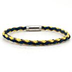 SARI LACİVERT ORJİNAL DERİ ÖRME TARAFTAR BİLEKLİK BT642