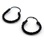 SİYAH BURGU SİYAH HALAT DESENLİ ÇELİK ERKEK KÜPE E510