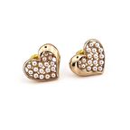 İNCİLİ TASARIM KALP ŞEKLİNDE KADIN KÜPE EX036