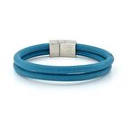 MAVİ ORJİNAL DERİ METAL MIKNATIS İKİ SIRA BİLEKLİK M015F