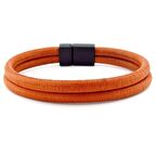 Taba Kızıl Orjinal Deri Siyah Metal Mıknatıs Erkek Bileklik M015J