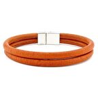 Taba Kızıl Orjinal Deri Metal Metal Mıknatıs Erkek Bileklik M015N