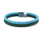 MAVİ YEŞİL GERÇEK DERİ METAL MIKNATIS BİLEKLİK M016G