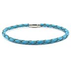 MAVİ HAKİKİ SAÇ ÖRGÜ DERİ METAL MIKNATISLI ERKEK BİLEKLİK M018C