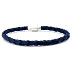 LACİVERT HAKİKİ SAÇ ÖRGÜ DERİ METAL MIKNATIS ERKEK BİLEKLİK M019G