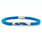 MAVİ ÖRGÜ İPLİ METAL ÇENTİK MIKNATISLI ERKEK BİLEKLİK M027H