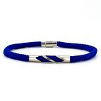 SAKS MAVİ ÖRGÜ İPLİ METAL ÇENTİK MIKNATISLI ERKEK BİLEKLİK M027N