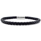 Siyah Çapraz Örgü Deri Metal Klipsli Erkek Bileklik M041G