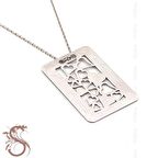 KÜÇÜK KALPLER 925 AYAR GÜMÜŞ DÖRTGEN PLAKA KADIN KOLYE Q0182