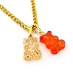 JELİBON SİMLİ AYICIK TURUNCU SARI PİRİNÇ ZİNCİR KADIN KOLYE Q0401