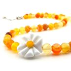 PAPATYA SARI TURUNCU AKİK DOĞAL TAŞ KADIN KOLYE Q0604