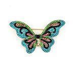 TURKUAZ PEMBE ZİRKON TAŞLI KELEBEK ROZET BROŞ RZ084