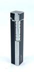 Slim Kare Metal Çakmak - Siyah/Gümüş Renk - Taşlı Gazlı