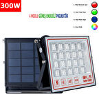 300 SOLAR 5 MODLU GÜNEŞ ENERJİLİ LED PROJEKTÖR  MAVİ YEŞİL KIRMIZI VE RGB RENK AYDINLATMA 