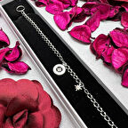 925 Ayar Gümüş Pusula ve Yıldız Figürlü Kadın Bileklik – Zarif, Gümüş Rengi