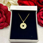 Zirkon Taşlı Halka Kadın Kolyesi 925 Ayar Gümüş Zincirli Altın Kaplama