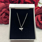 Zirkon Taşlı Yusufçuk Kadın Kolyesi 925 Ayar Gümüş Zincirli Rodyumlu