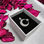 Ay Yıldız Figürlü Kadın Kolye Ucu 925 Ayar Gümüş Zirkon Taşlı