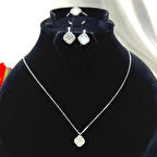 Van Cleef Yonca Beyaz Taşlı Kadın 3'lü Seti 925 Ayar Gümüş Radyumlu 6 mm