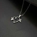 Melek Kanatlı Kalp Figürlü Kadın Kolye 925 Ayar Gümüş