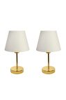 Metal Ayaklı Ikili Abajur Masa Lambası - Gold