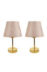 Metal Ayaklı Ikili Abajur Masa Lambası - Gold