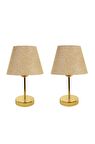 Metal Ayaklı Ikili Abajur Masa Lambası - Gold