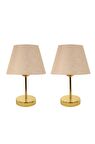 Metal Ayaklı Ikili Abajur Masa Lambası - Gold