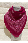 %100 Pamuk Unisex Bordo Renk Etnik Desenli Bandana Fular