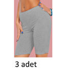 Tutku 3 AD Kadın ( 5NO-2XL) Büyük Beden Likralı Kısa Diz Üstü Tayt 0156 GRİ